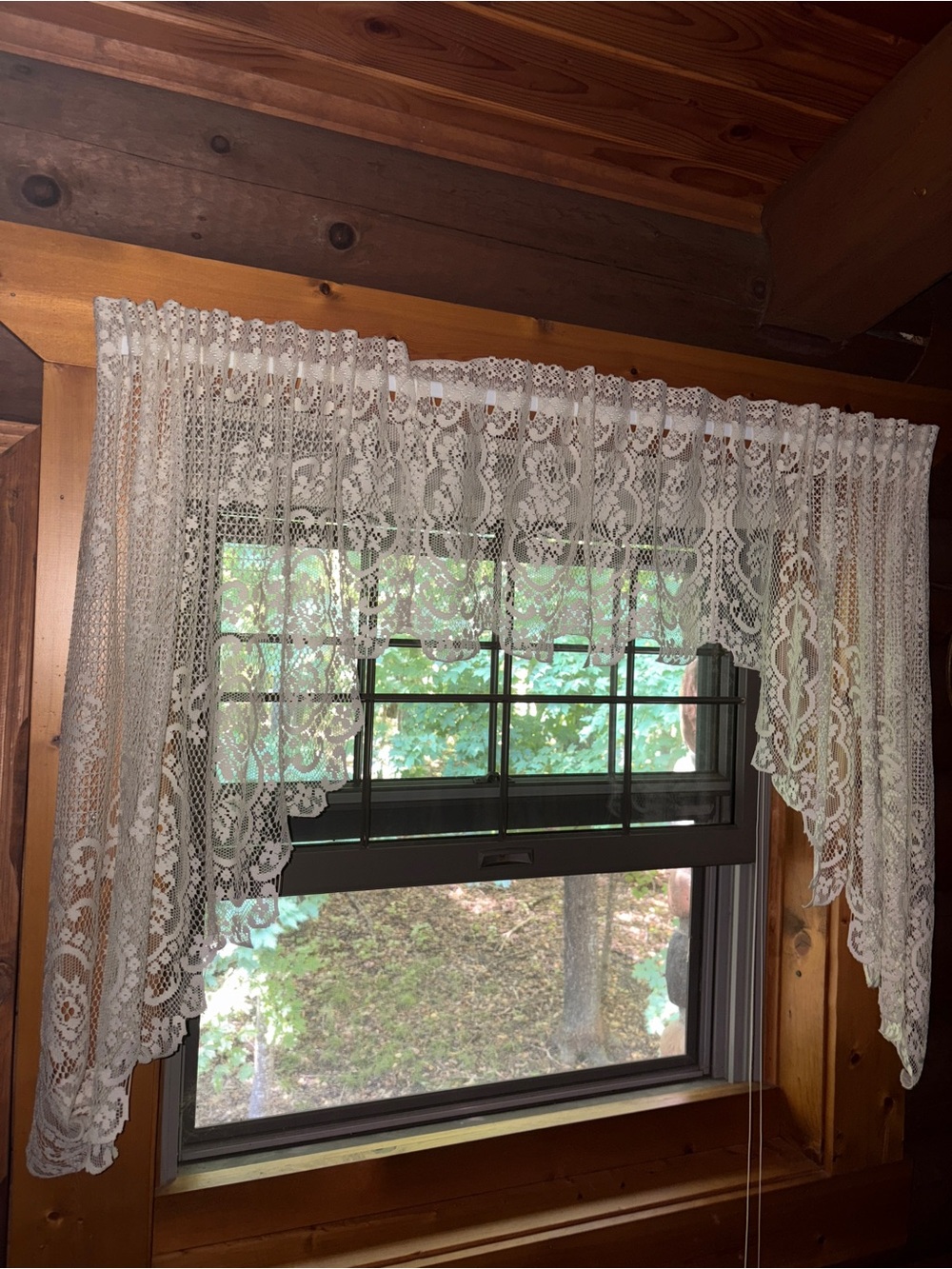 Vintage Victorian Delicate Lace Valance Curtain Panel window - Off White